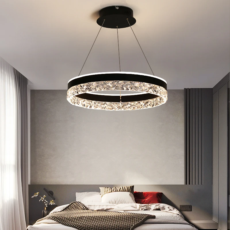 Interior Design Luxury Living Room - ضوء قلادة LED كريستالي فاخر حديث